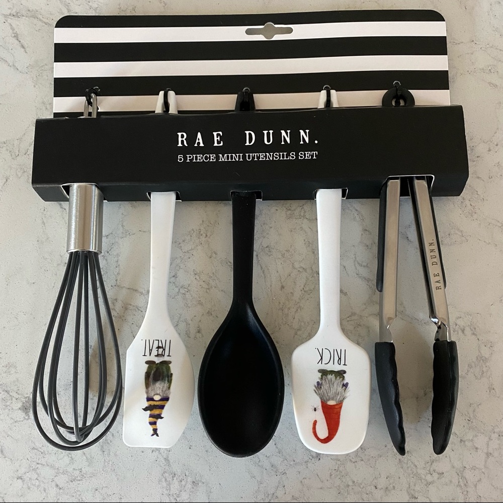 NWT Rae Dunn Gnome Trick Treat Halloween Kitchen Utensils Set